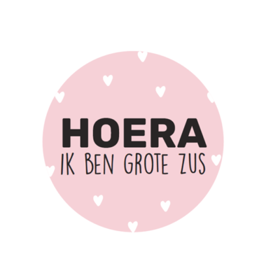 Sticker traktatie: Hoera ik ben grote zus