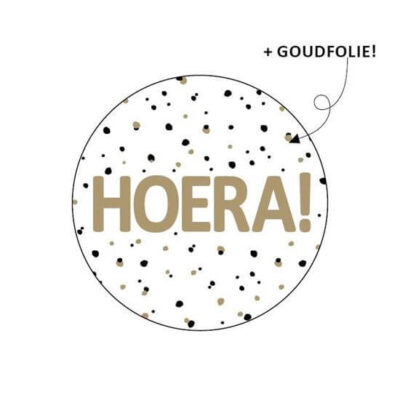 Sticker Hoera met goudfolie
