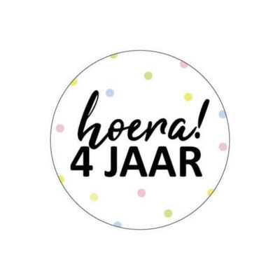 Sticker hoera 4 jaar