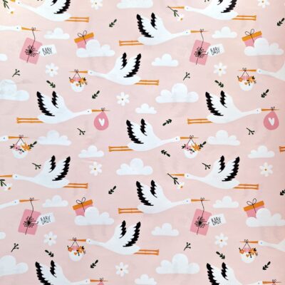 Ooievaar roze cadeaupapier