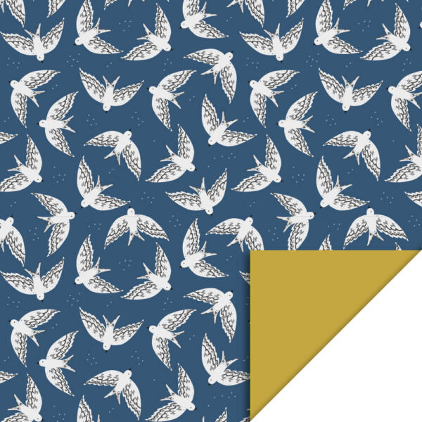 Cadeaupapier vogels blauw