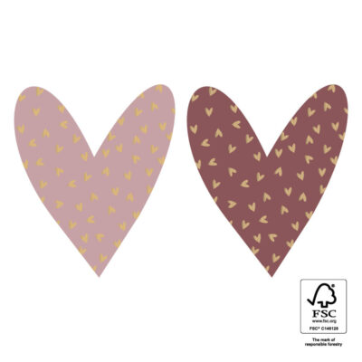 Sticker roze hartvorm goudfolie