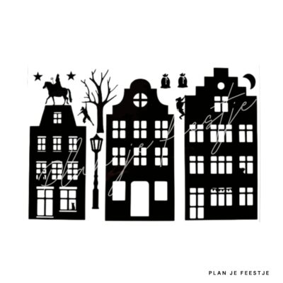 raamsticker sinterklaas 3 huizen
