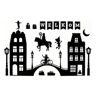 Raamsticker aanvulling Sinterklaas (brug) welkom ST2