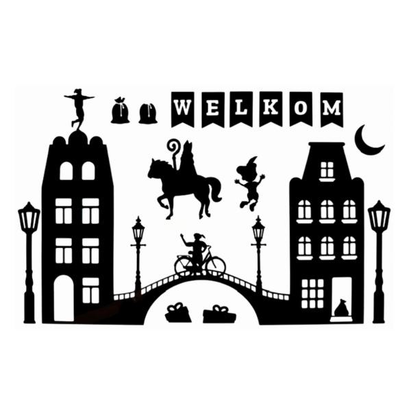 Raamsticker aanvulling Sinterklaas (brug) welkom ST2