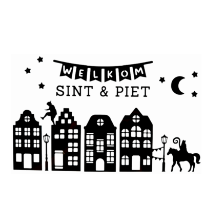 Sinterklaas, raamsticker, welkom Sint en Piet