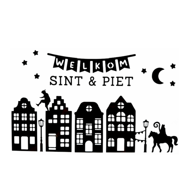 Sinterklaas, raamsticker, welkom Sint en Piet