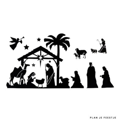 raamsticker kerst kerststal