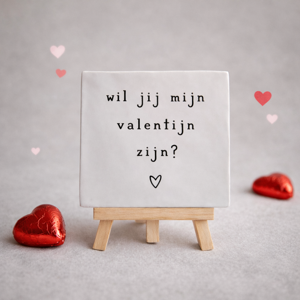 Tegel met tekst: Wil jij mijn valentijn zijn?
