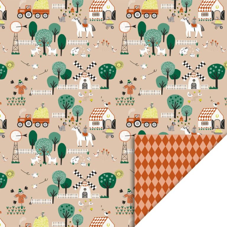 Cadeaupapier Boerderij dubbelzijdig 3 meter