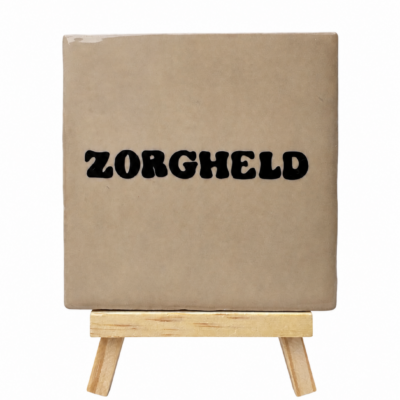 Tegel met tekst: zorgheld