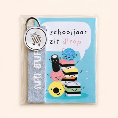 Kaart het zit d'rop sleutelhanger| sleutelhanger juf