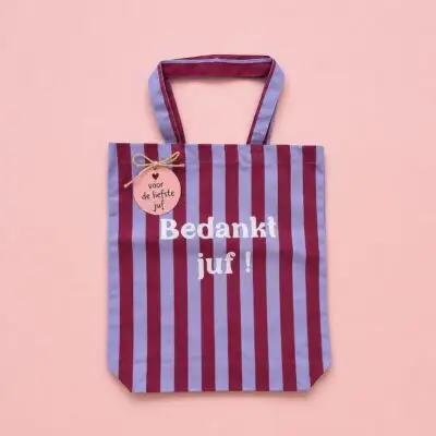 Canvas tas Juf + Stripes | bedankt juf